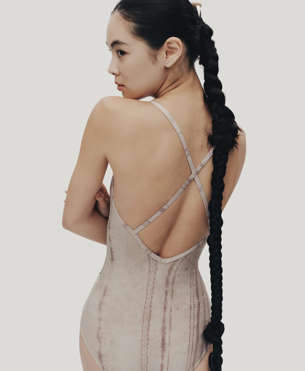 Typha Knit Striped Beaded Leotard