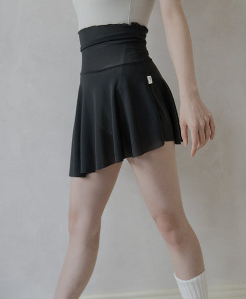 Typha Asymmetrical One-Piece High-Waist Mini Skirt in Black