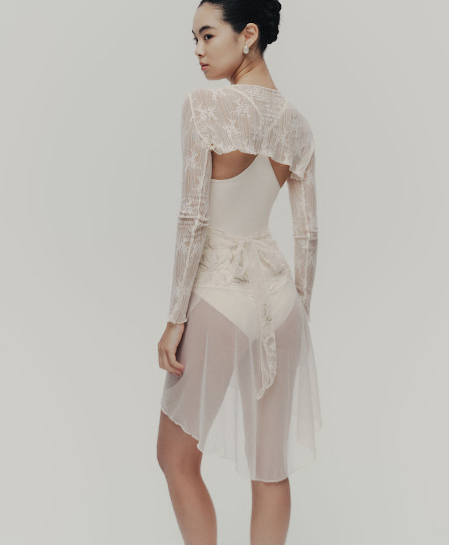 Typha Mesh with Lace Apricot-Coloured Tulle Skirt