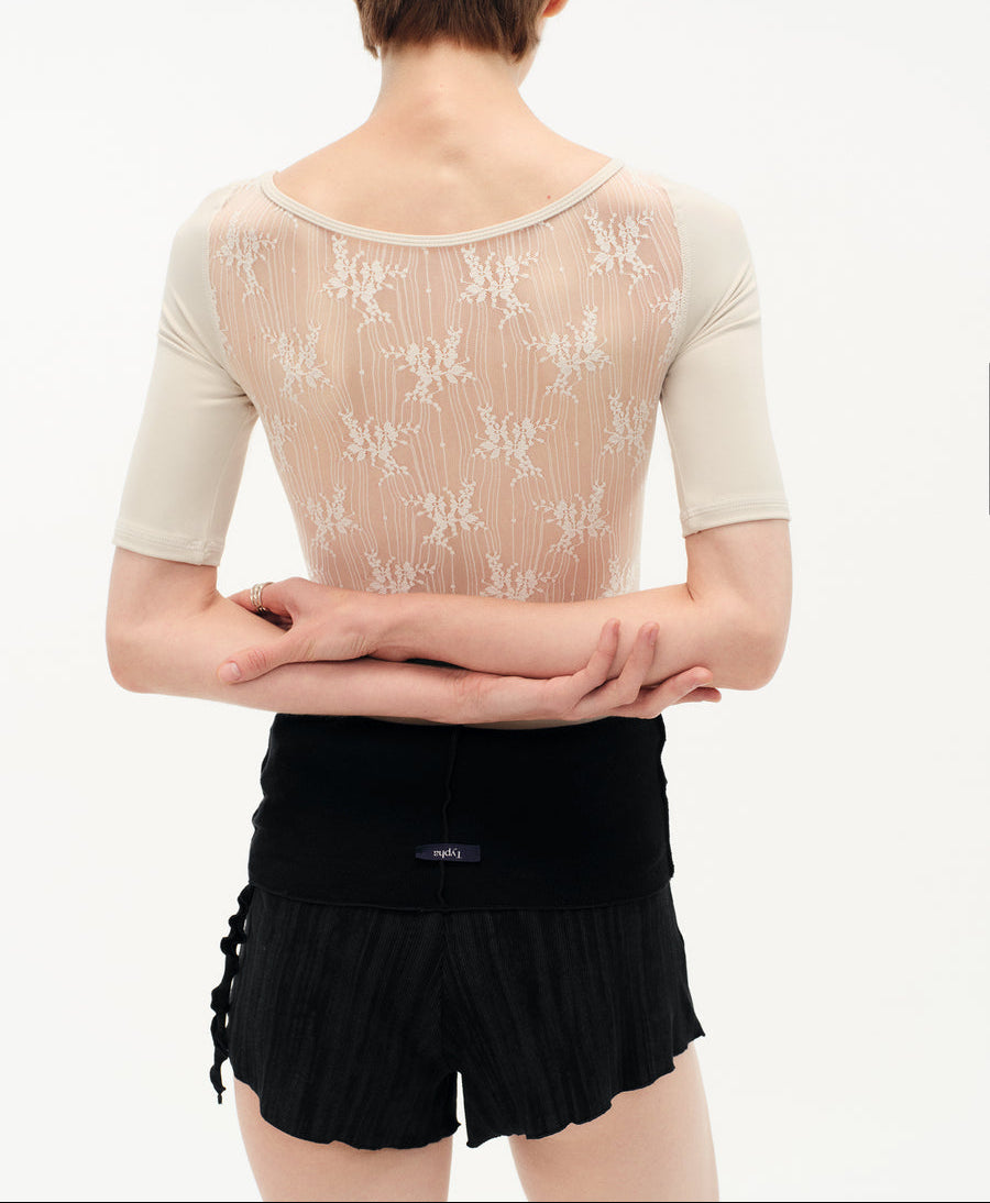 Typha Textured Stripe Fleece-Lined Shorts