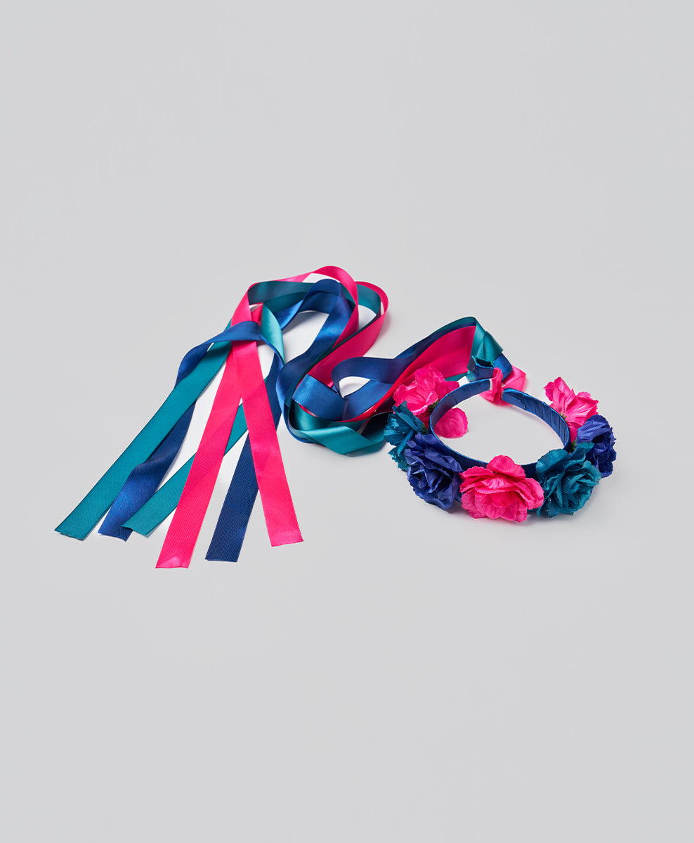 Flower Head Band with Ribbons