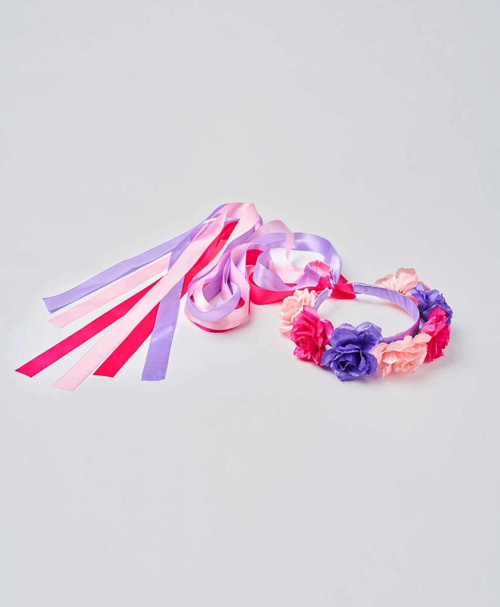 Flower Head Band with Ribbons