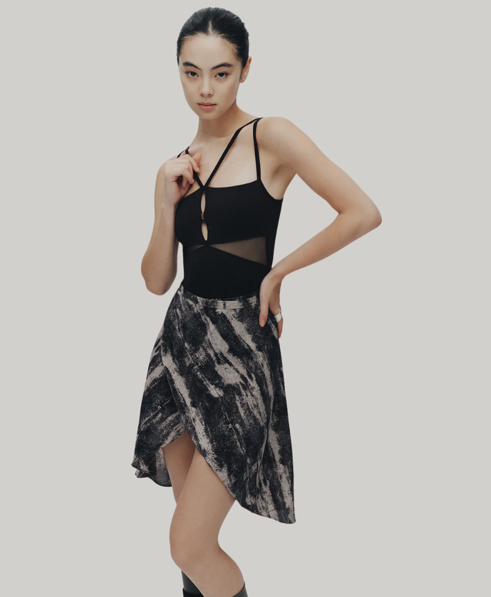 Typha Midi Wrap with Ink Faconne Pattern