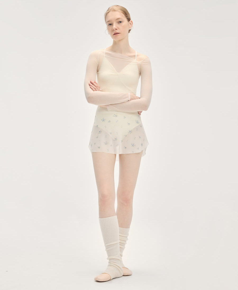 Typha Floral Mesh SAB Mini Skirt