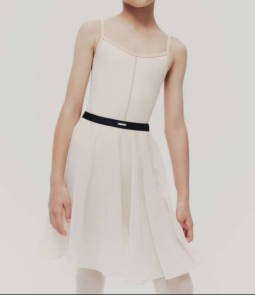 Typha Kids Midi Flared Rehearsal Skirt With Lace Patchwork