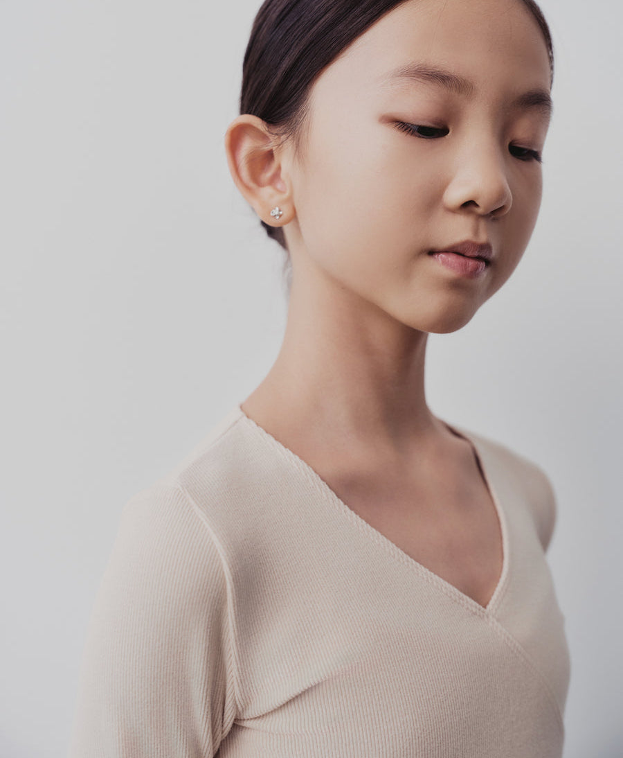 Typha Kids Pleated Knit Long-Sleeved Top